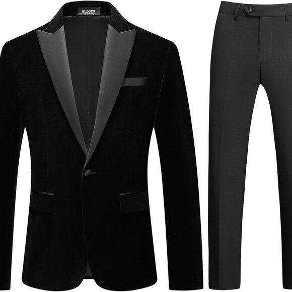 Luxury Men's Slim Fit Velvet Tuxedo Suit - Perfect for Weddings & Special Events